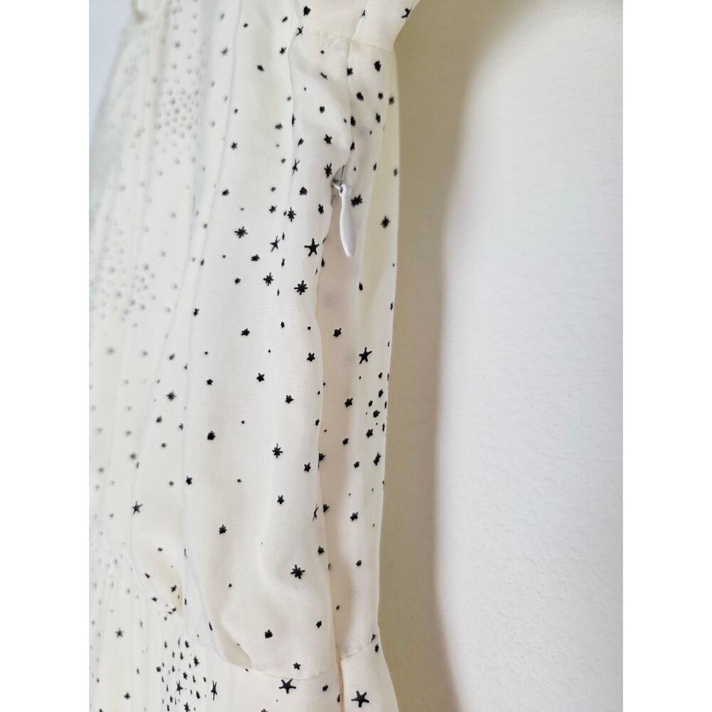 Maje Reto Dress 4 Small FR 36 Ecru Ivory Star Print Asymmetrical Midi NWT - Picture 11 of 16